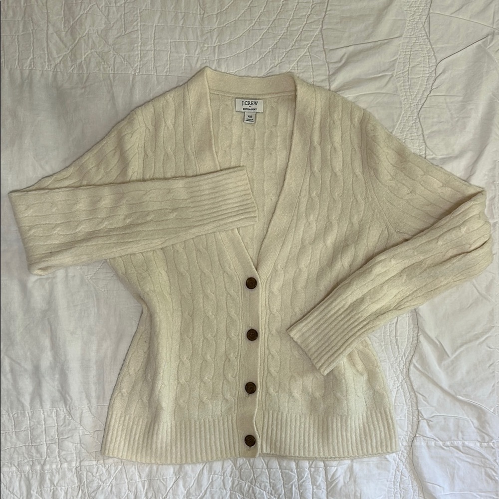 J. Crew Cream Knit Cardigan Sweater